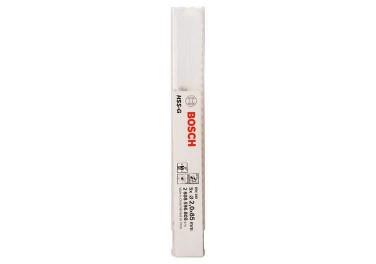 Forets à métaux rectifiés HSS-G, DIN 340, série longue 2 x 56 x 85 mm Pack de 5 - 2608596809 - Bosch