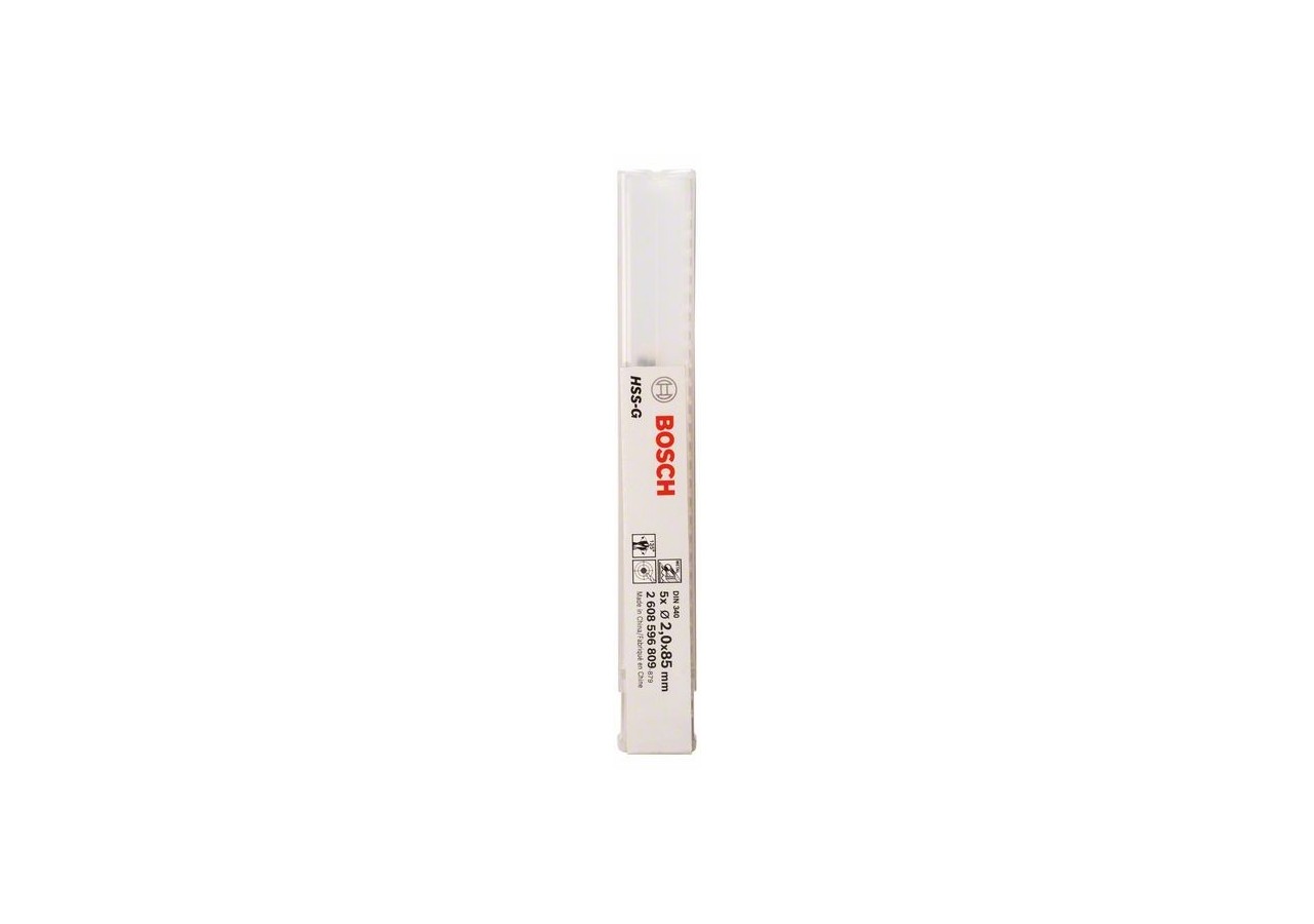 Forets à métaux rectifiés HSS-G, DIN 340, série longue 2 x 56 x 85 mm Pack de 5 - 2608596809 - Bosch