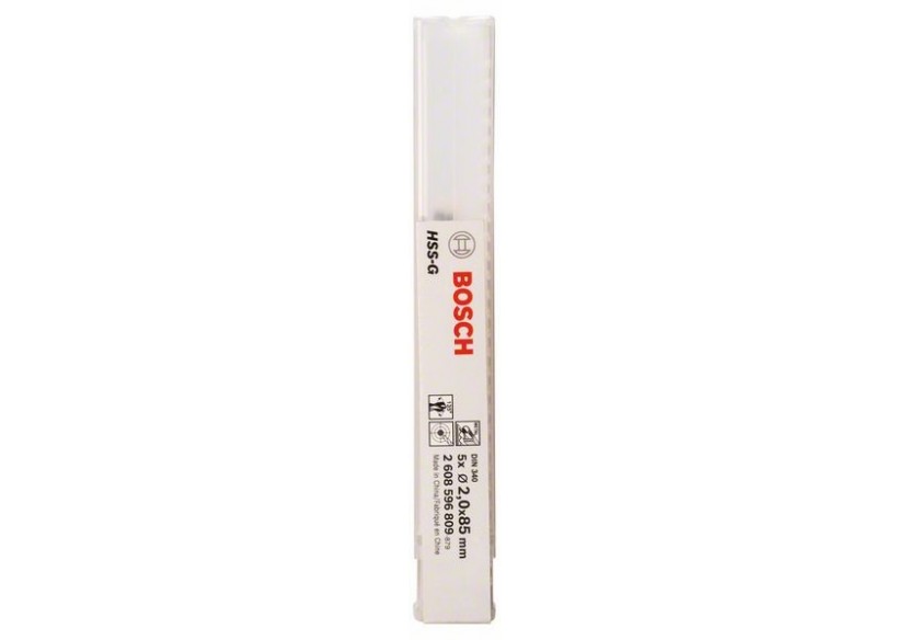 Forets à métaux rectifiés HSS-G, DIN 340, série longue 2 x 56 x 85 mm Pack de 5 - 2608596809 - Bosch