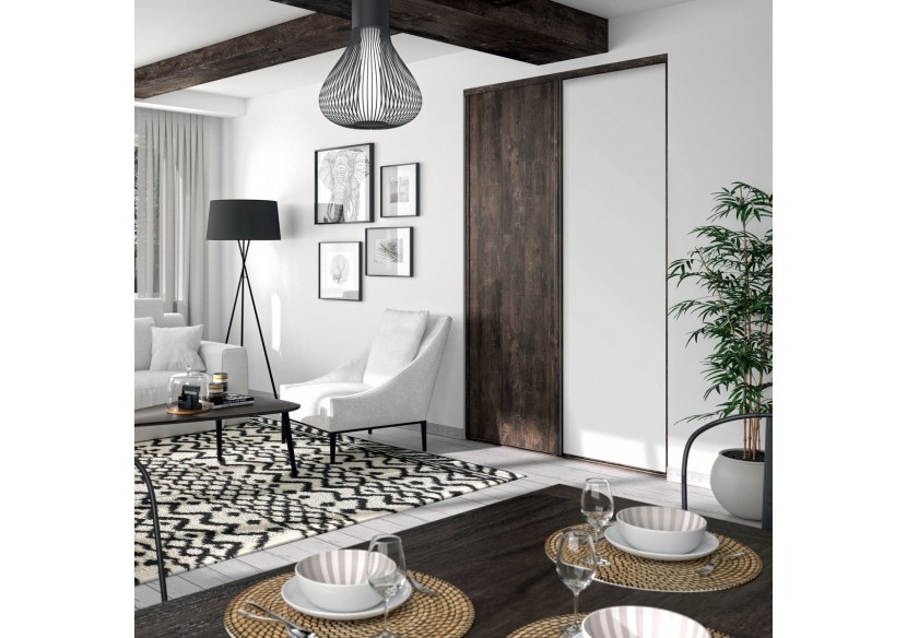 Façade de placard coulissante 2 portes Monteverde uni mat - Kazed : Confort'Mat