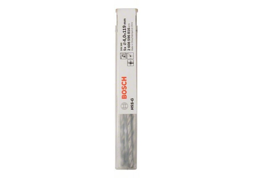 Forets à métaux rectifiés HSS-G, DIN 340, série longue 4 x 78 x 119 mm Pack de 5 - 2608596816 - Bosch Forets à métaux rectifiés HSS-G, DIN 340, série longue 4 x 78 x 119 mm Pack de 5 - 2608596816 - Bosch