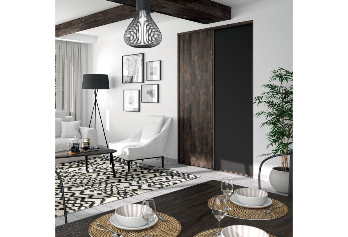 Façade de placard coulissante 2 portes Monteverde uni mat - Kazed : Confort'Mat