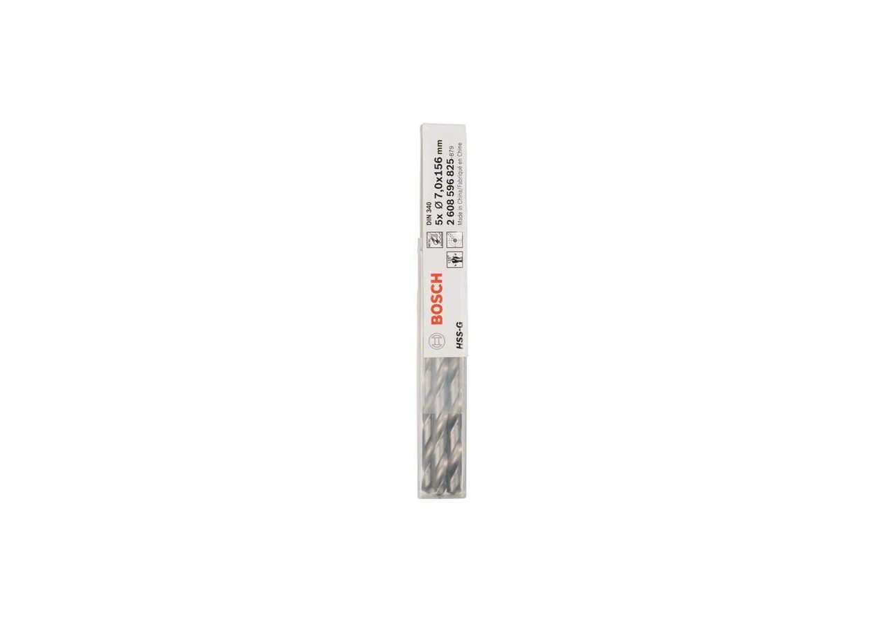 Forets à métaux rectifiés HSS-G, DIN 340, série longue 7 x 102 x 156 mm Pack de 5 - 2608596825 - Bosch