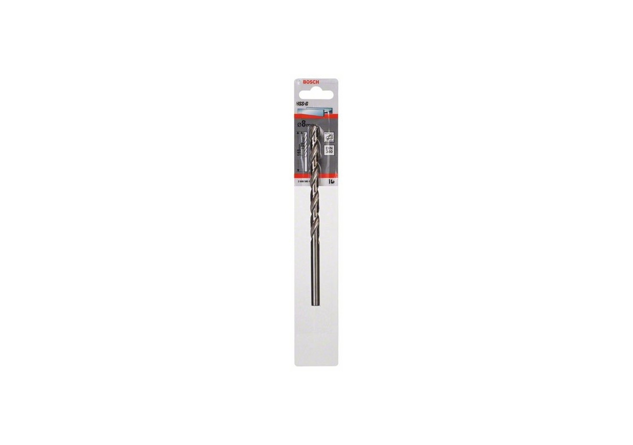 Forets à métaux rectifiés HSS-G, DIN 340, série longue 8 x 109 x 165 mm Pack de 1 - 2608595688 - Bosch