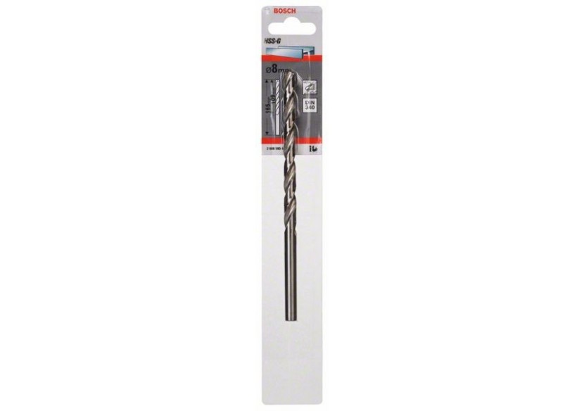 Forets à métaux rectifiés HSS-G, DIN 340, série longue 8 x 109 x 165 mm Pack de 1 - 2608595688 - Bosch Forets à métaux rectifiés HSS-G, DIN 340, série longue 8 x 109 x 165 mm Pack de 1 - 2608595688 - Bosch