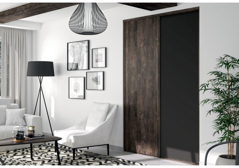 Façade de placard coulissante 2 portes Monteverde uni mat - Kazed : Confort'Mat