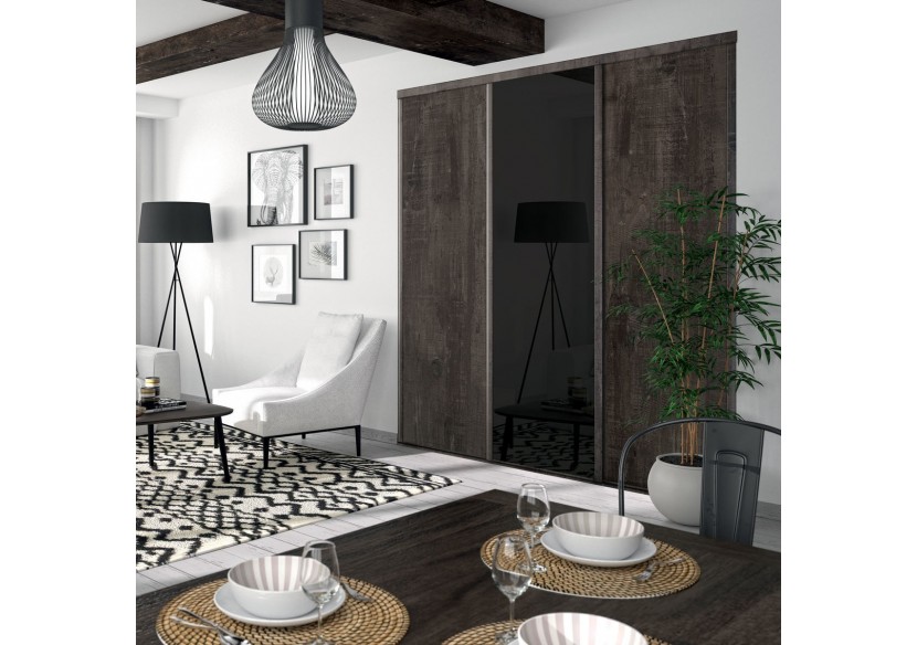 Façade de placard coulissante 3 portes Monteverde verre laqué - Kazed : Confort'Mat