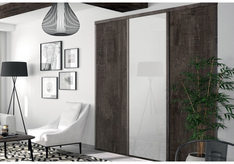 Façade de placard coulissante 3 portes Monteverde verre laqué - Kazed : Confort'Mat