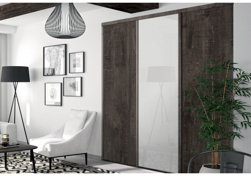 Façade de placard coulissante 3 portes Monteverde verre laqué - Kazed : Confort'Mat