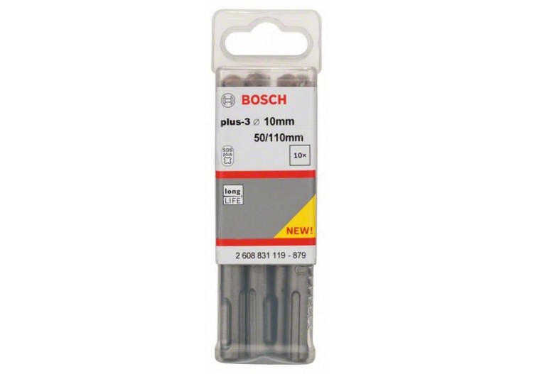 Forets SDS-plus-3 pour perforateur 10 x 50 x 110 mm Pack de 10 - 2608831119 - Bosch