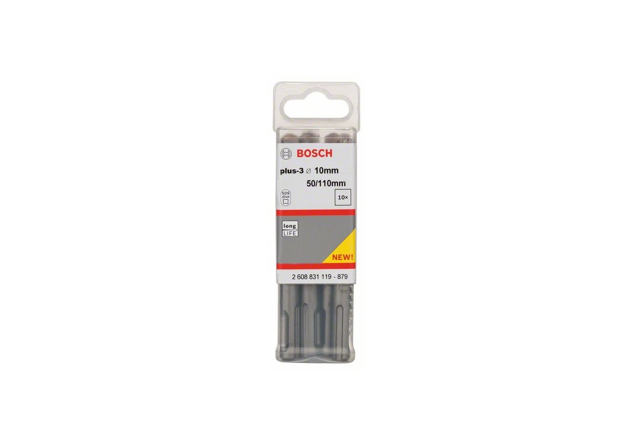 Forets SDS-plus-3 pour perforateur 10 x 50 x 110 mm Pack de 10 - 2608831119 - Bosch