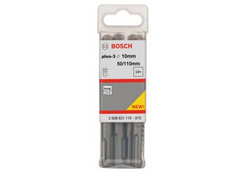 Forets SDS-plus-3 pour perforateur 10 x 50 x 110 mm Pack de 10 - 2608831119 - Bosch