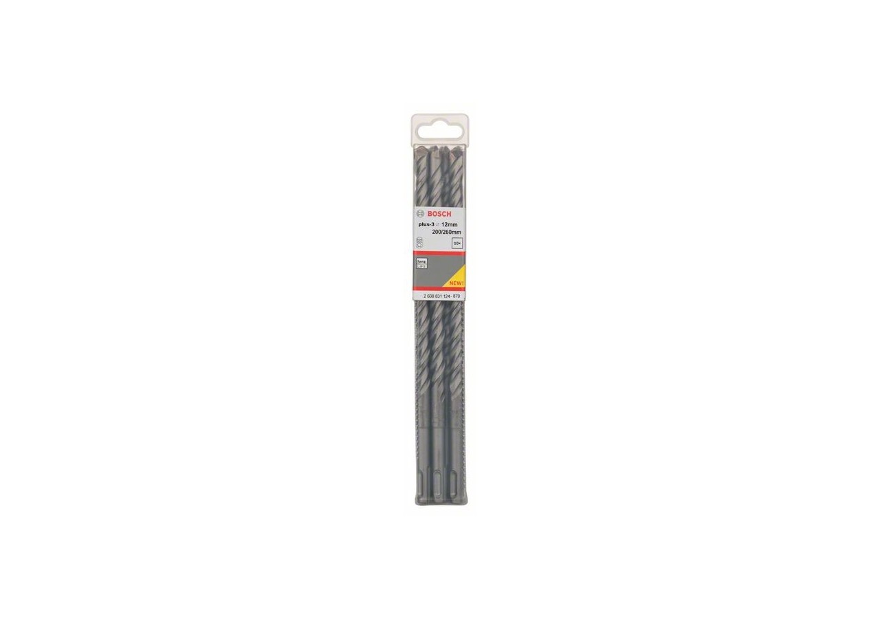 Forets SDS-plus-3 pour perforateur 12 x 200 x 260 mm Pack de 10 - 2608831124 - Bosch