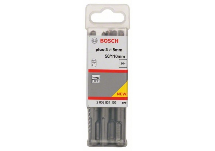 Forets SDS-plus-3 pour perforateur 5 x 50 x 110 mm Pack de 10 - 2608831103 - Bosch