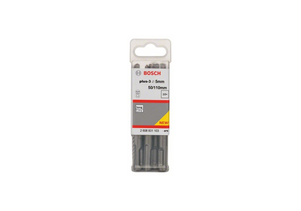 Forets SDS-plus-3 pour perforateur 5 x 50 x 110 mm Pack de 10 - 2608831103 - Bosch