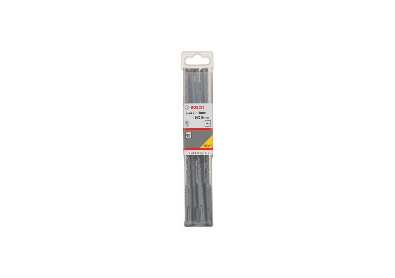 Forets SDS-plus-3 pour perforateur 6 x 150 x 210 mm Pack de 10 - 2608831109 - Bosch