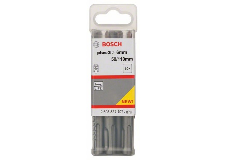 Forets SDS-plus-3 pour perforateur 6 x 50 x 110 mm Pack de 10 - 2608831107 - Bosch