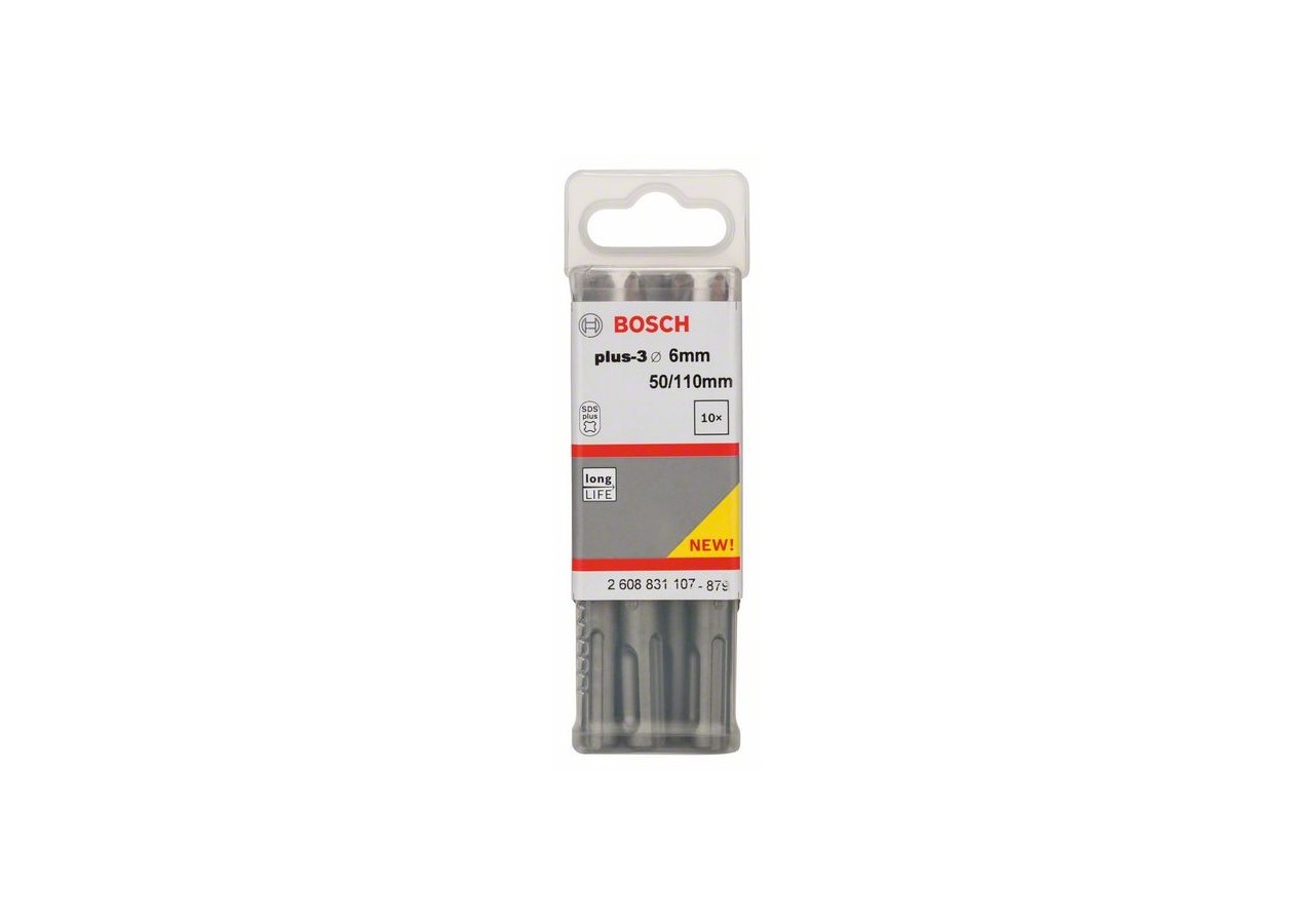 Forets SDS-plus-3 pour perforateur 6 x 50 x 110 mm Pack de 10 - 2608831107 - Bosch
