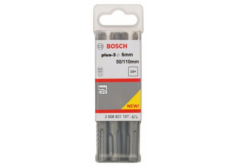 Forets SDS-plus-3 pour perforateur 6 x 50 x 110 mm Pack de 10 - 2608831107 - Bosch