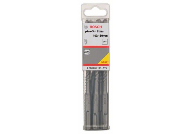 Forets SDS-plus-3 pour perforateur 7 x 100 x 160 mm Pack de 10 - 2608831113 - Bosch