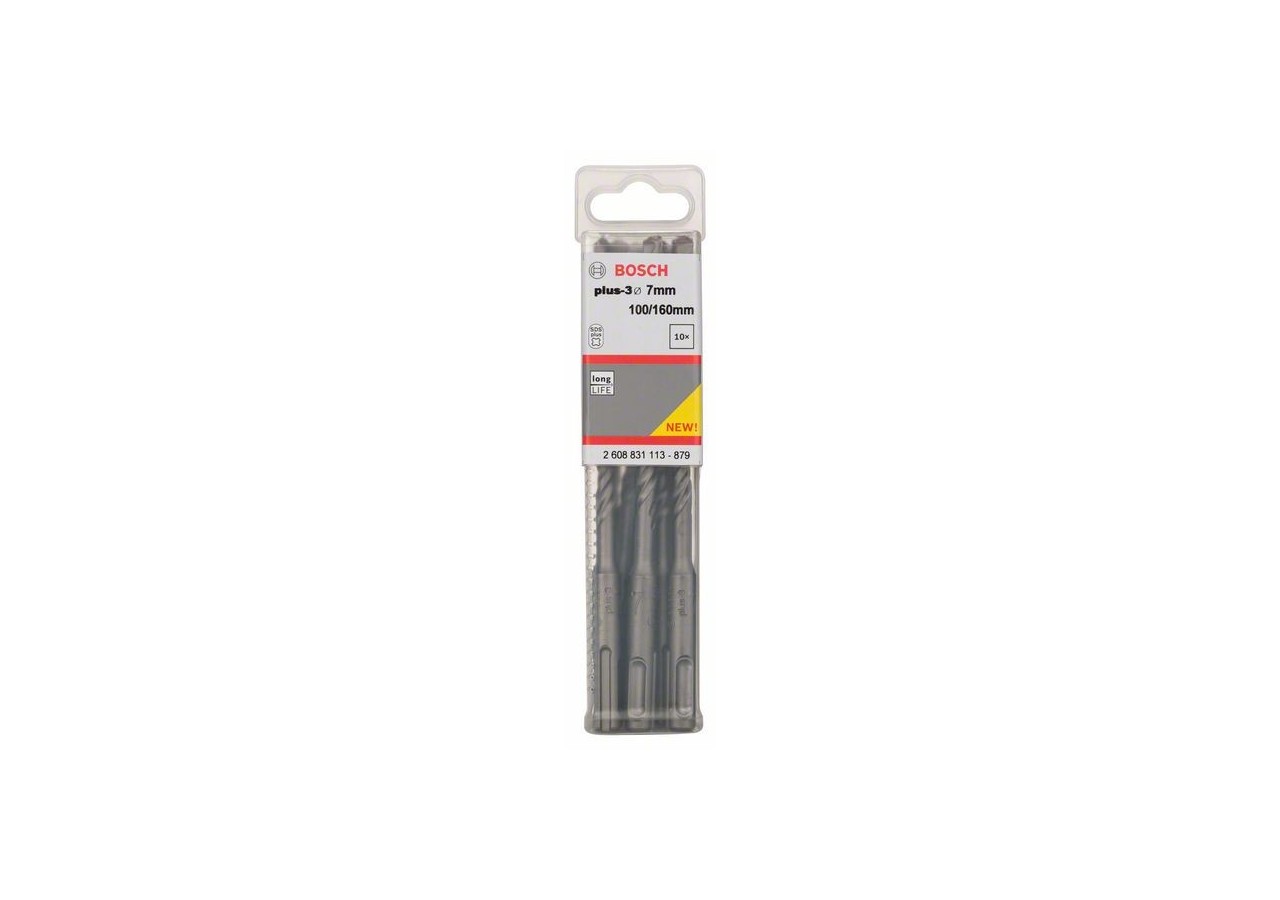 Forets SDS-plus-3 pour perforateur 7 x 100 x 160 mm Pack de 10 - 2608831113 - Bosch