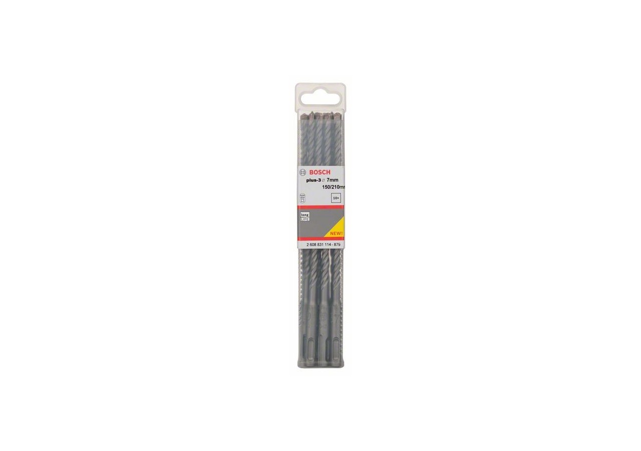 Forets SDS-plus-3 pour perforateur 7 x 150 x 210 mm Pack de 10 - 2608831114 - Bosch