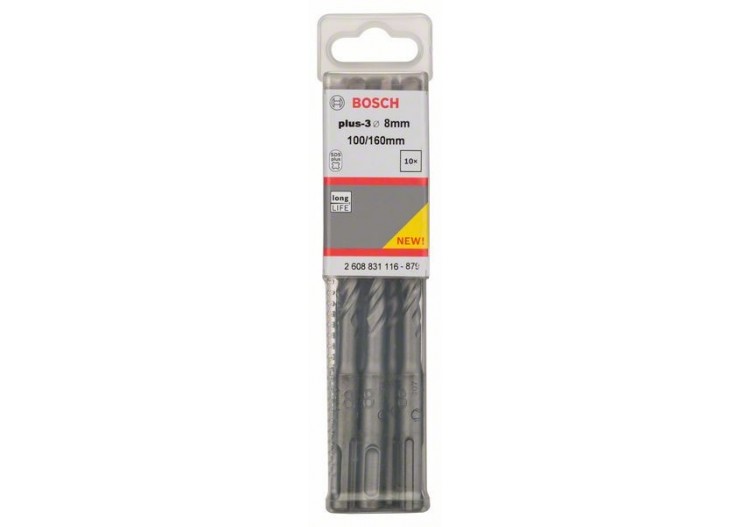 Forets SDS-plus-3 pour perforateur 8 x 100 x 160 mm Pack de 10 - 2608831116 - Bosch