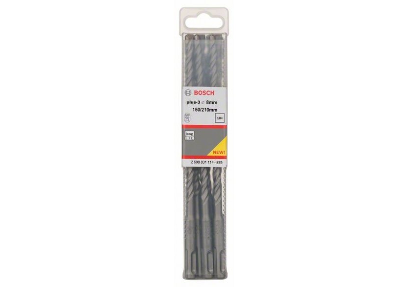 Forets SDS-plus-3 pour perforateur 8 x 150 x 210 mm Pack de 10 - 2608831117 - Bosch