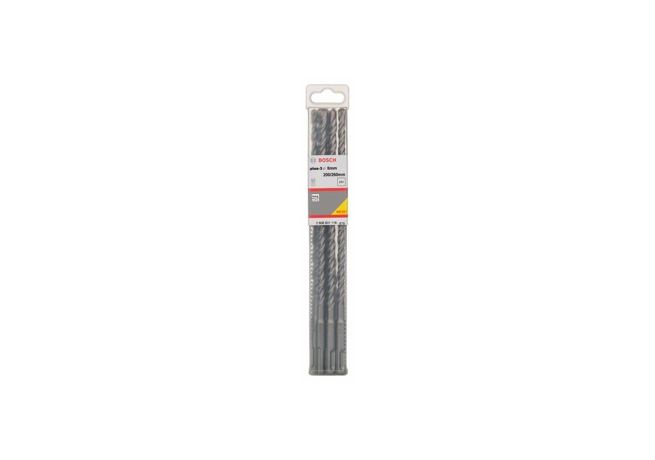 Forets SDS-plus-3 pour perforateur 8 x 200 x 260 mm Pack de 10 - 2608831118 - Bosch