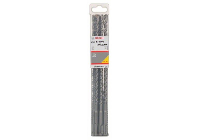 Forets SDS-plus-3 pour perforateur 8 x 200 x 260 mm Pack de 10 - 2608831118 - Bosch