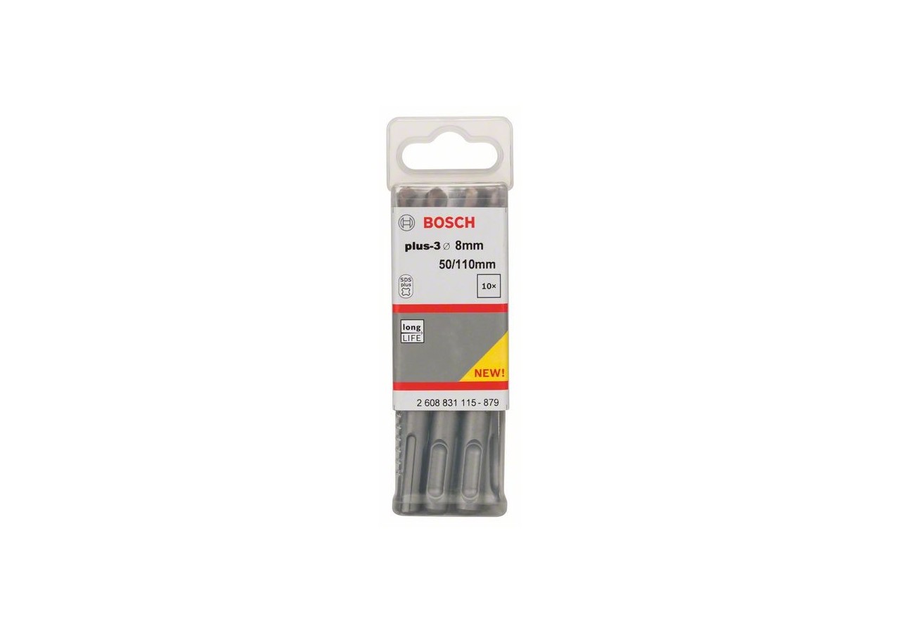 Forets SDS-plus-3 pour perforateur 8 x 50 x 110 mm Pack de 10 - 2608831115 - Bosch