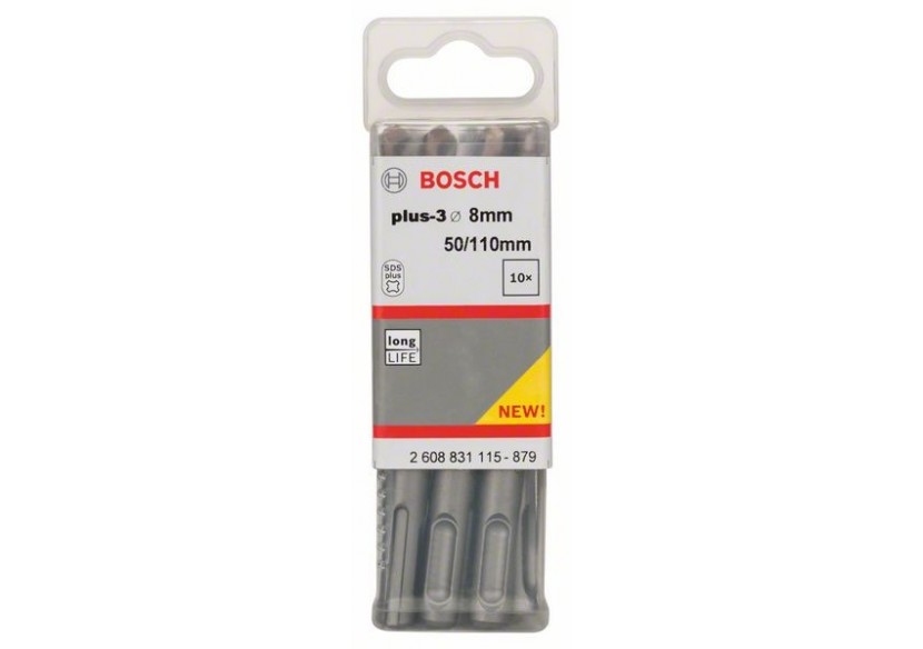 Forets SDS-plus-3 pour perforateur 8 x 50 x 110 mm Pack de 10 - 2608831115 - Bosch