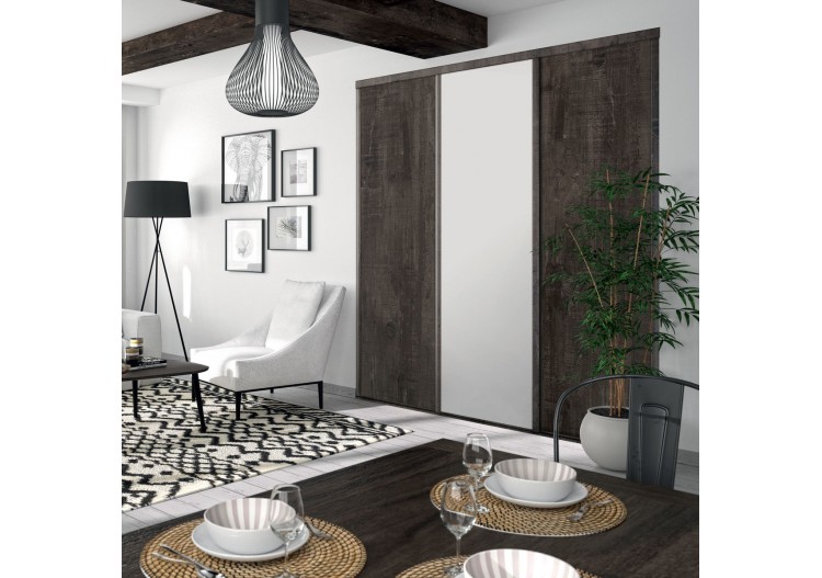 Façade de placard coulissante 3 portes Monteverde uni mat - Kazed : Confort'Mat 2