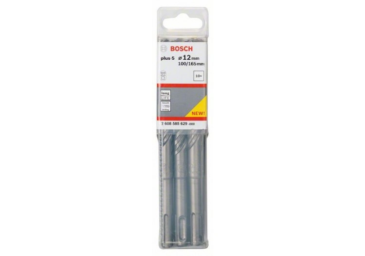 Forets SDS-plus-5 pour perforateur 12 x 100 x 165 mm Pack de 10 - 2608585629 - Bosch