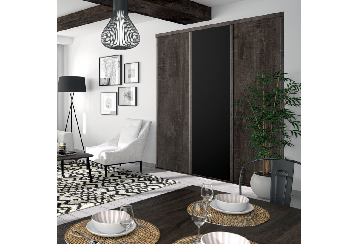 Façade de placard coulissante 3 portes Monteverde uni mat - Kazed : Confort'Mat