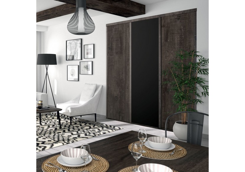 Façade de placard coulissante 3 portes Monteverde uni mat - Kazed : Confort'Mat