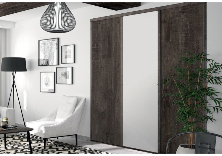 Façade de placard coulissante 3 portes Monteverde uni mat - Kazed : Confort'Mat