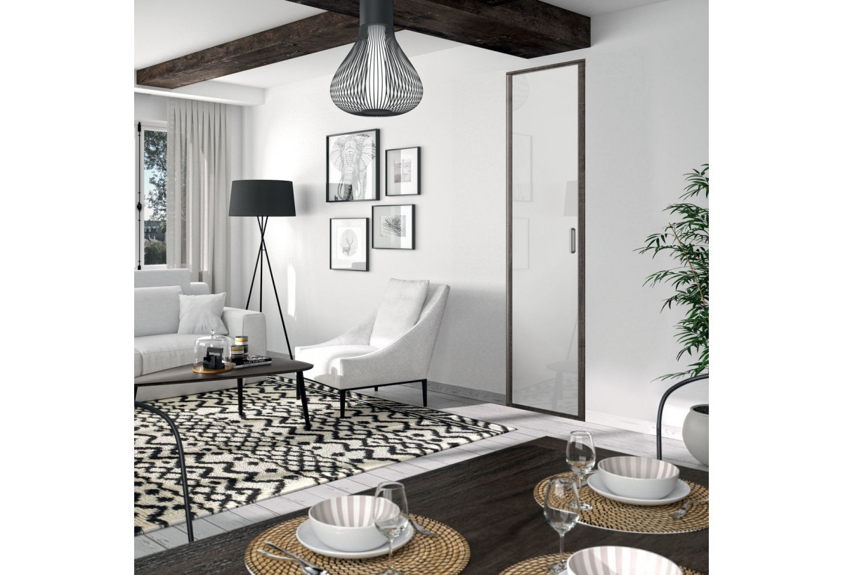 Façade de placard pivotante 1 porte Monteverde verre laqué - Kazed : Confort'Mat