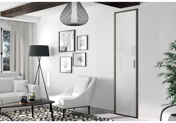 Façade de placard pivotante 1 porte Monteverde verre laqué - Kazed : Confort'Mat