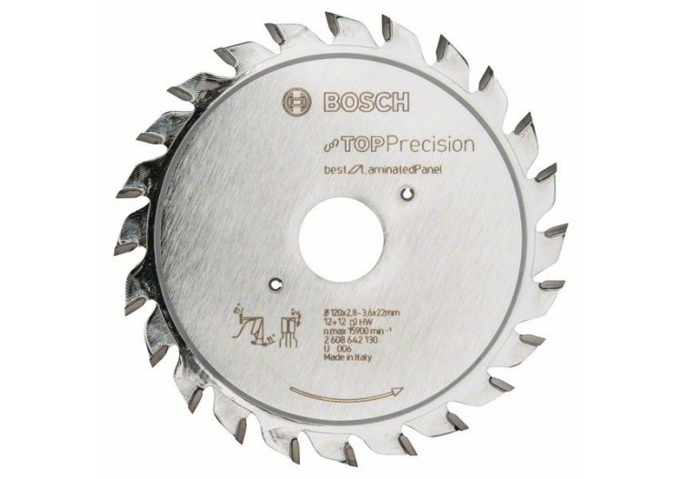 Inciseur Top Precision Laminated Panel 120 x 22 x 2,8-3,6 mm, 12+12 - 2608642130 - Bosch
