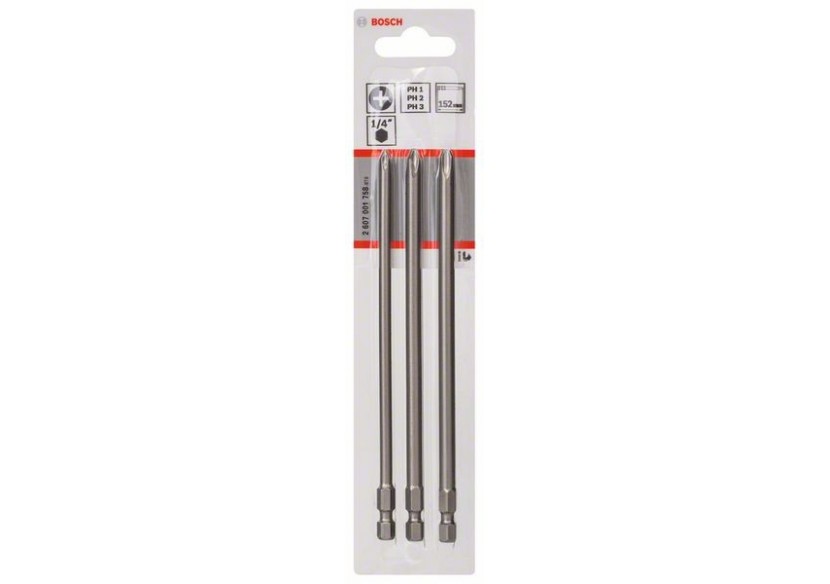 Kit 3 Embouts de vissage qualité extra-dure PH1 PH2 PH3 152mm - 2607001758 - Bosch Kit 3 Embouts de vissage qualité extra-dure PH1 PH2 PH3 152mm - 2607001758 - Bosch