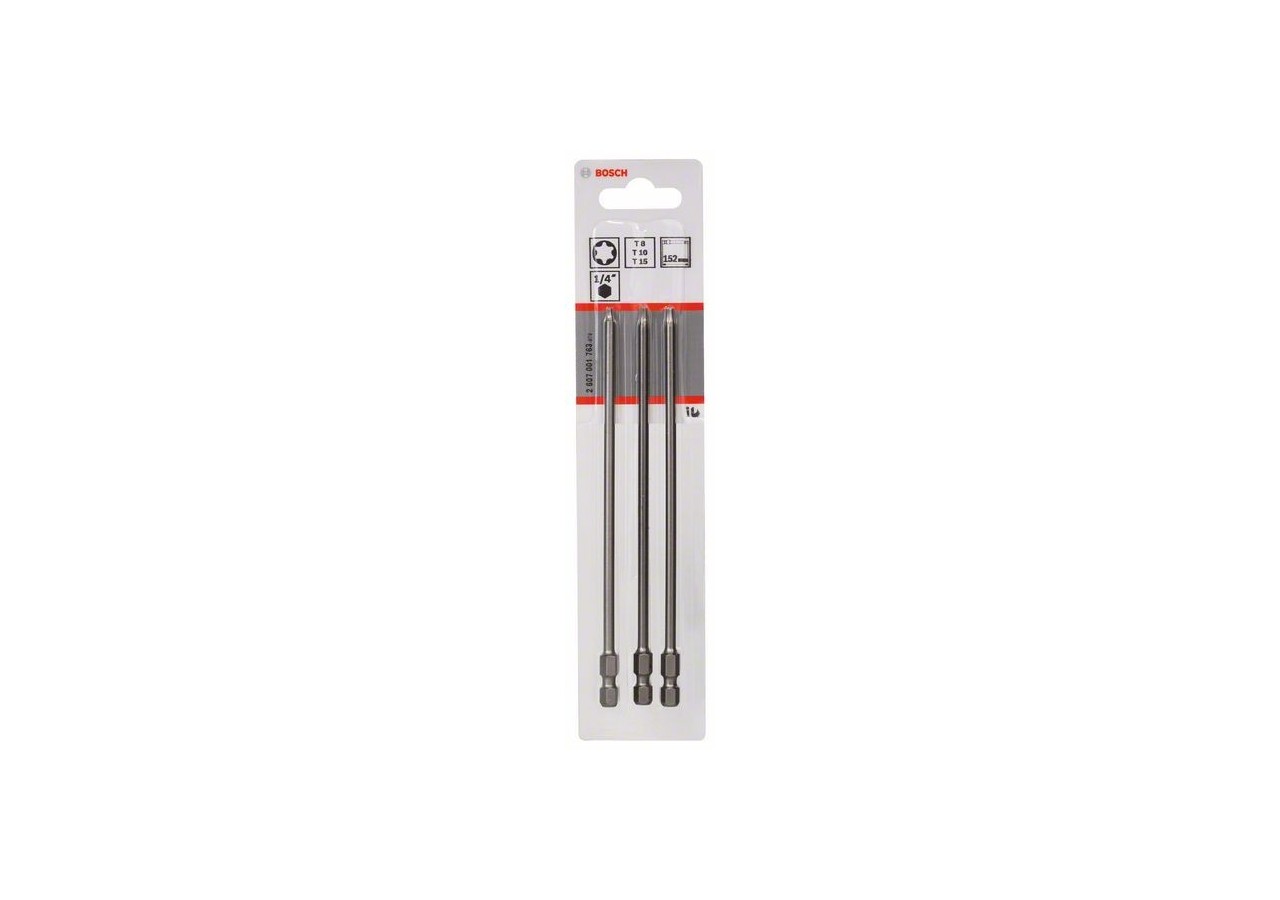 Kit 3 Embouts de vissage qualité extra-dure T8 T10 T15 152mm - 2607001763 - Bosch