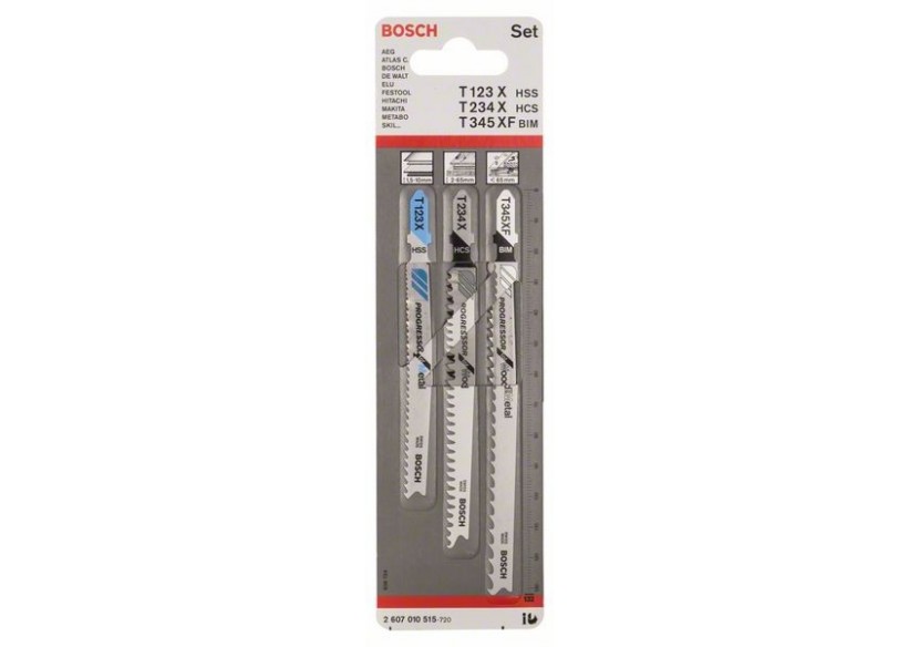 Kit 3 Lames scie sauteuse Progressor Bois, métal, plastiques T123XFT234XT345XF - 2607010515 - Bosch Kit 3 Lames scie sauteuse Progressor Bois, métal, plastiques T123XFT234XT345XF - 2607010515 - Bosch