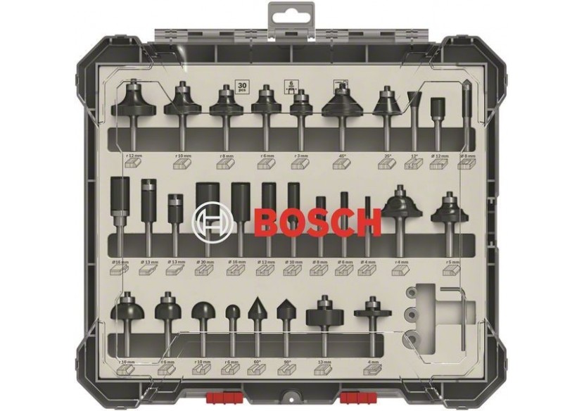 Kits de fraises pour applications mixtes, 30 pièces - 2607017474 - Bosch