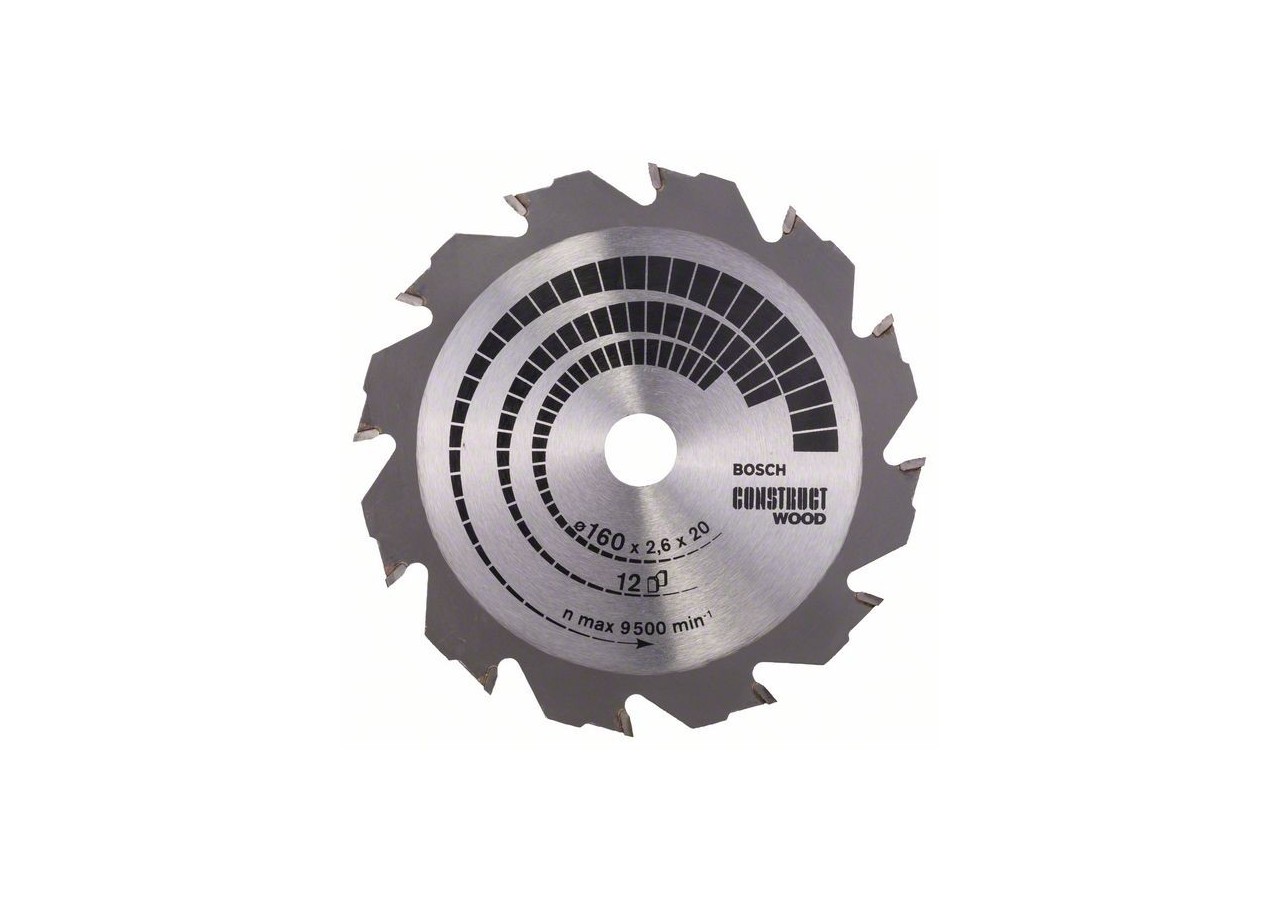 Lame de scie circulaire Construct Wood 160 x 20/16 x 2,6 mm 12 - 2608640630 - Bosch