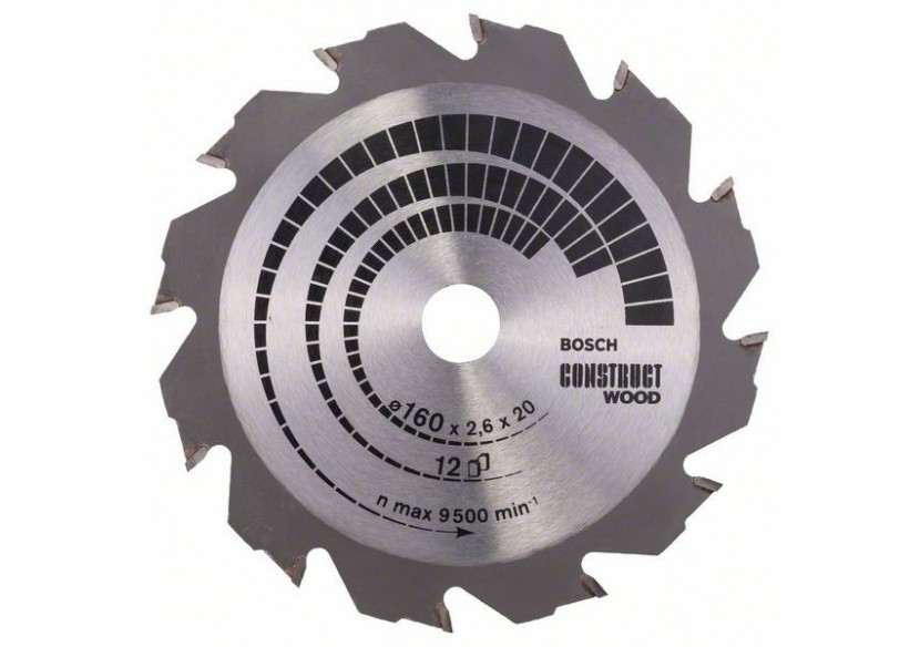 Lame de scie circulaire Construct Wood 160 x 20/16 x 2,6 mm 12 - 2608640630 - Bosch