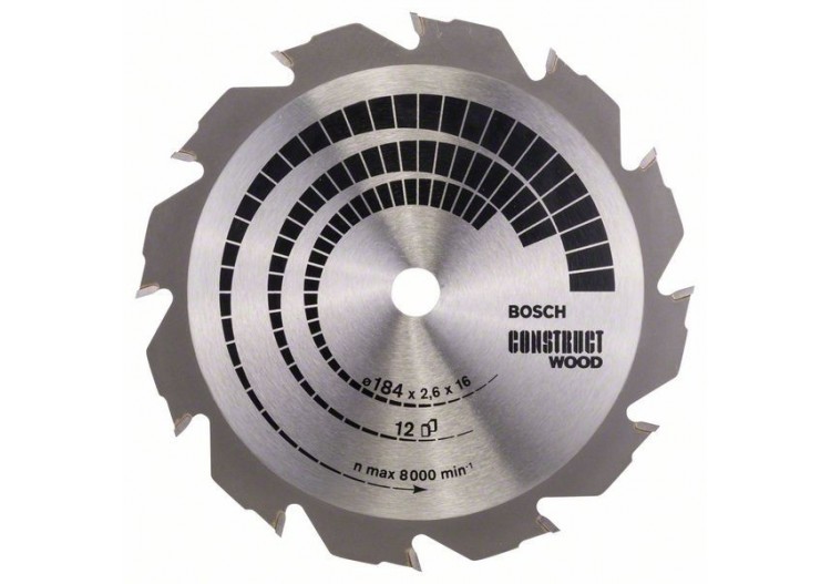 Lame de scie circulaire Construct Wood 184 x 16 x 2,6 mm 12 - 2608641200 - Bosch