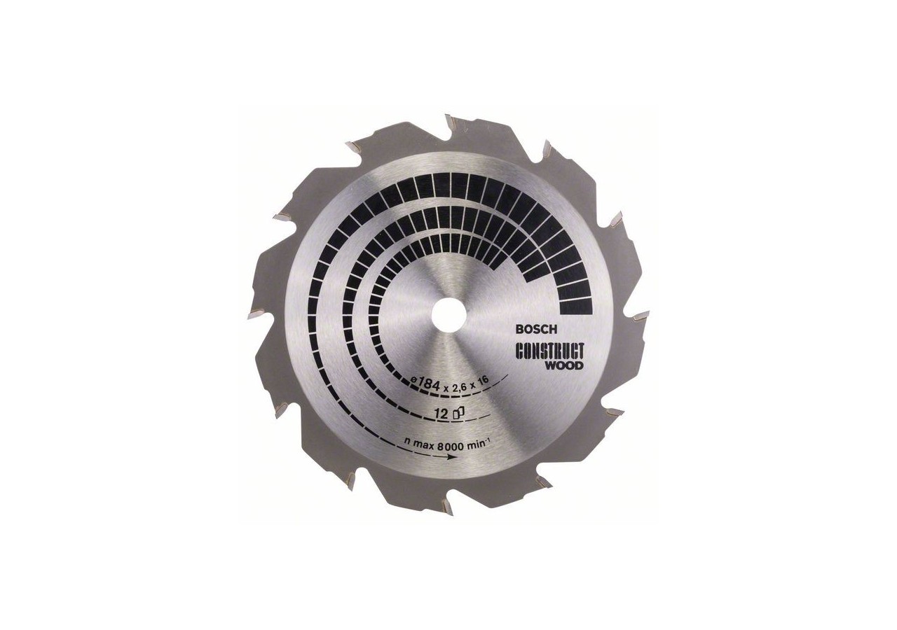 Lame de scie circulaire Construct Wood 184 x 16 x 2,6 mm 12 - 2608641200 - Bosch