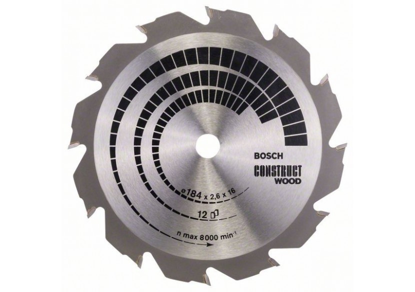 Lame de scie circulaire Construct Wood 184 x 16 x 2,6 mm 12 - 2608641200 - Bosch