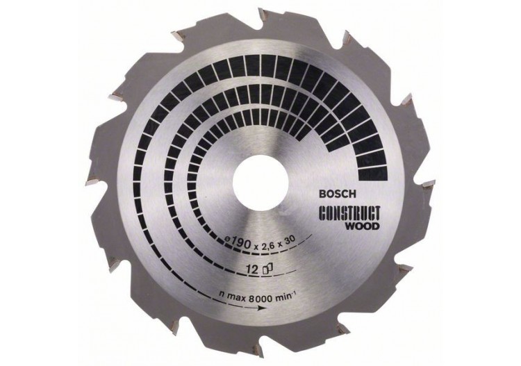 Lame de scie circulaire Construct Wood 190 x 30 x 2,6 mm 12 - 2608640633 - Bosch